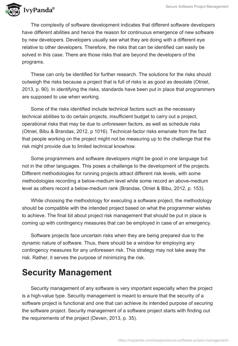 Secure Software Project Management. Page 3