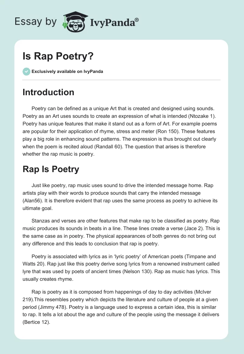 rap music extended essay