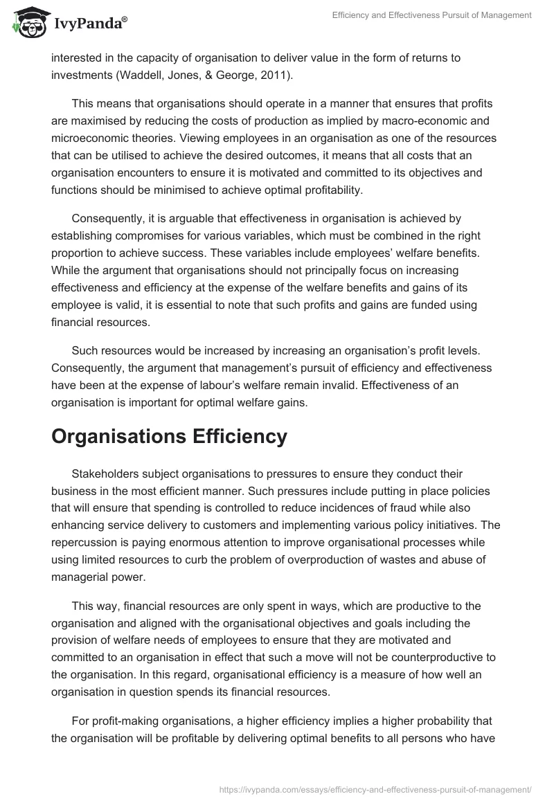 Efficiency and Effectiveness Pursuit of Management. Page 2