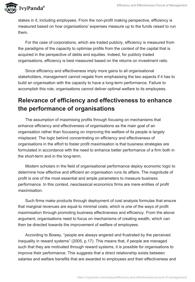 Efficiency and Effectiveness Pursuit of Management. Page 3