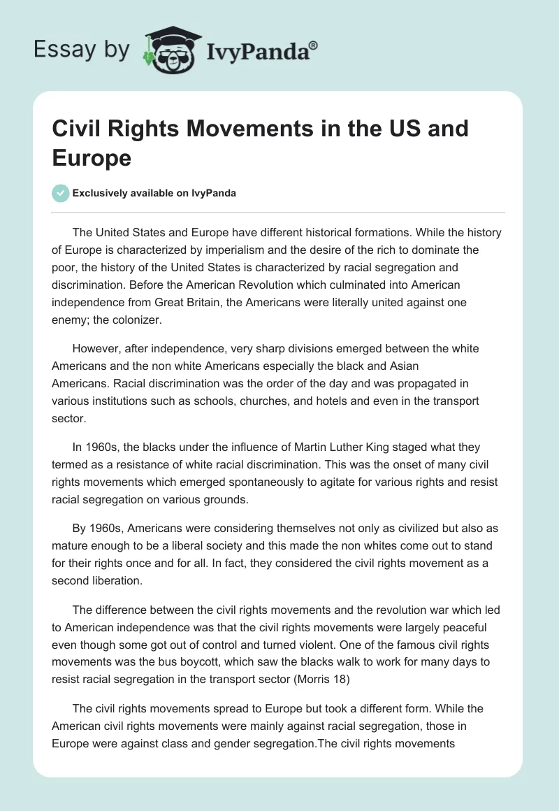 Civil Rights Movements in the US and Europe. Page 1