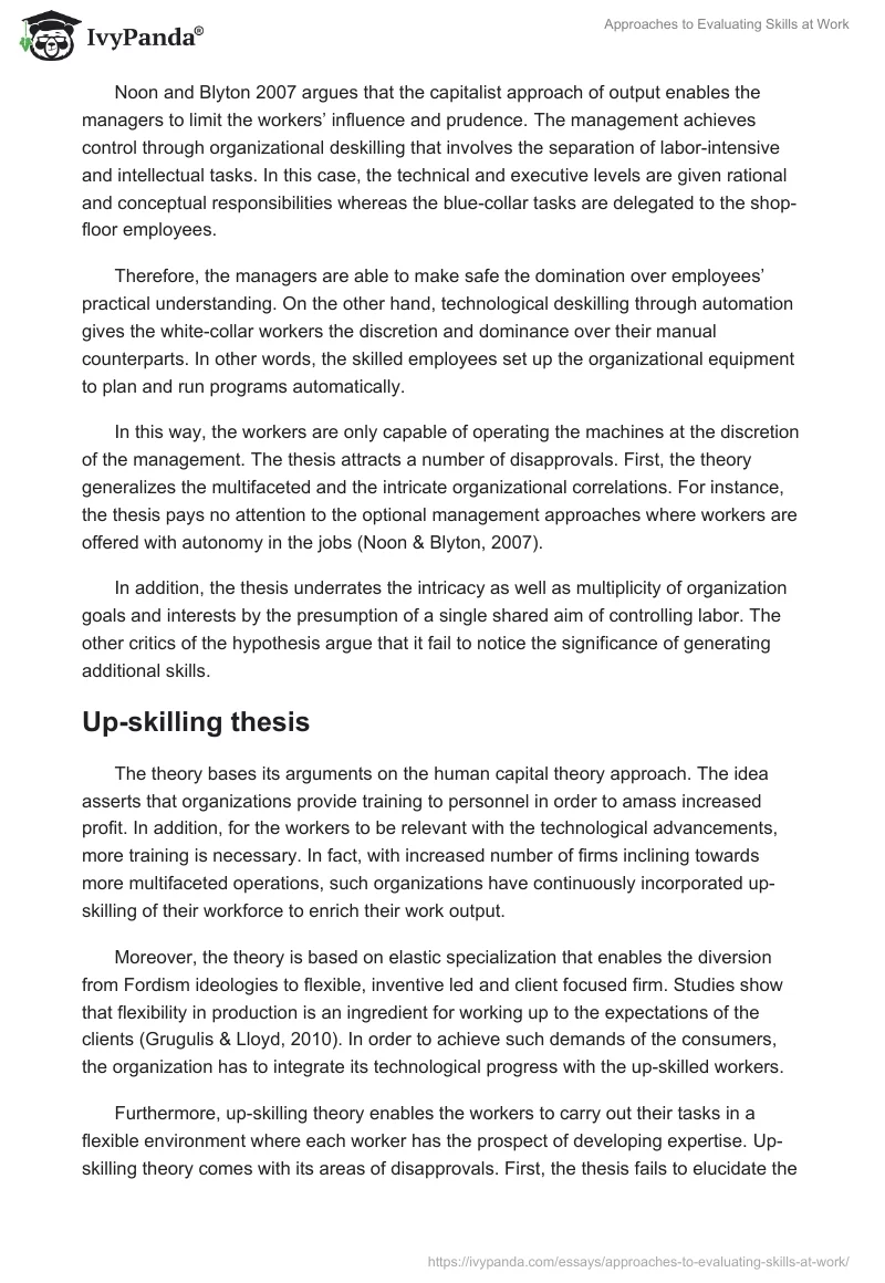 Approaches to Evaluating Skills at Work. Page 5