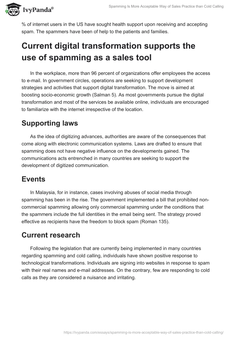 Spamming Is More Acceptable Way of Sales Practice than Cold Calling. Page 4