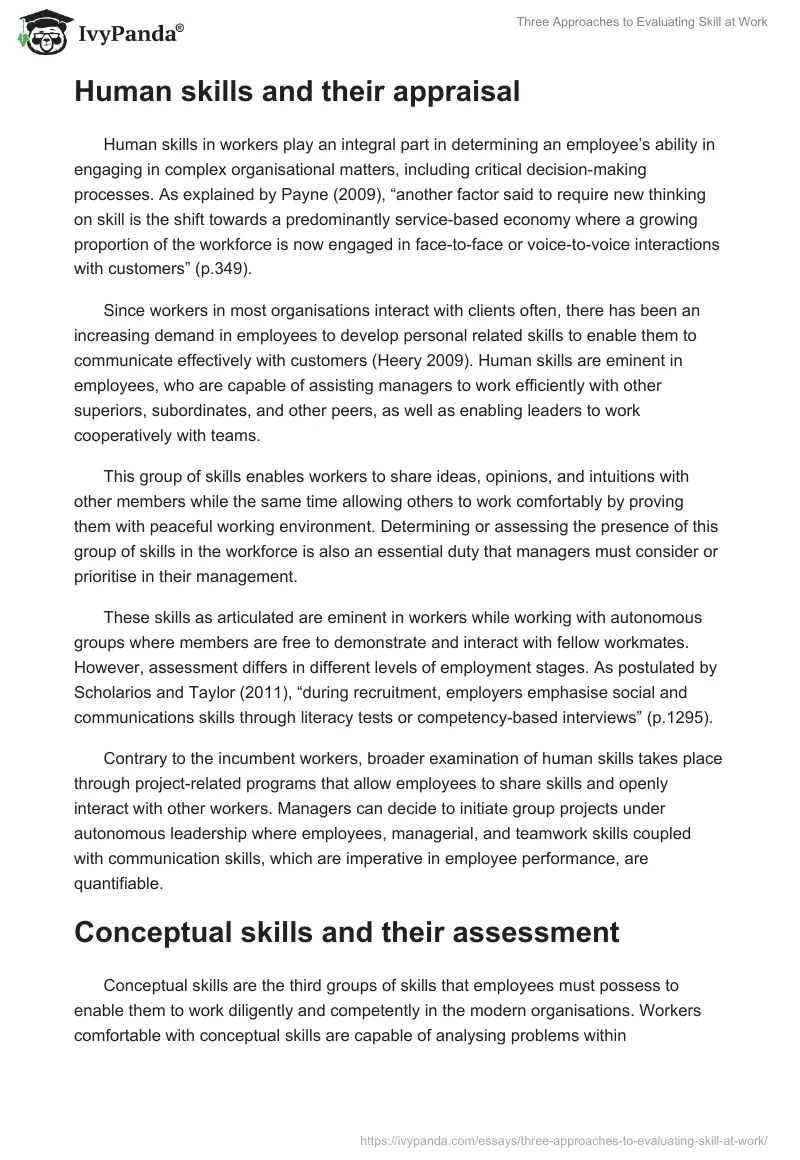 Three Approaches to Evaluating Skill at Work. Page 4