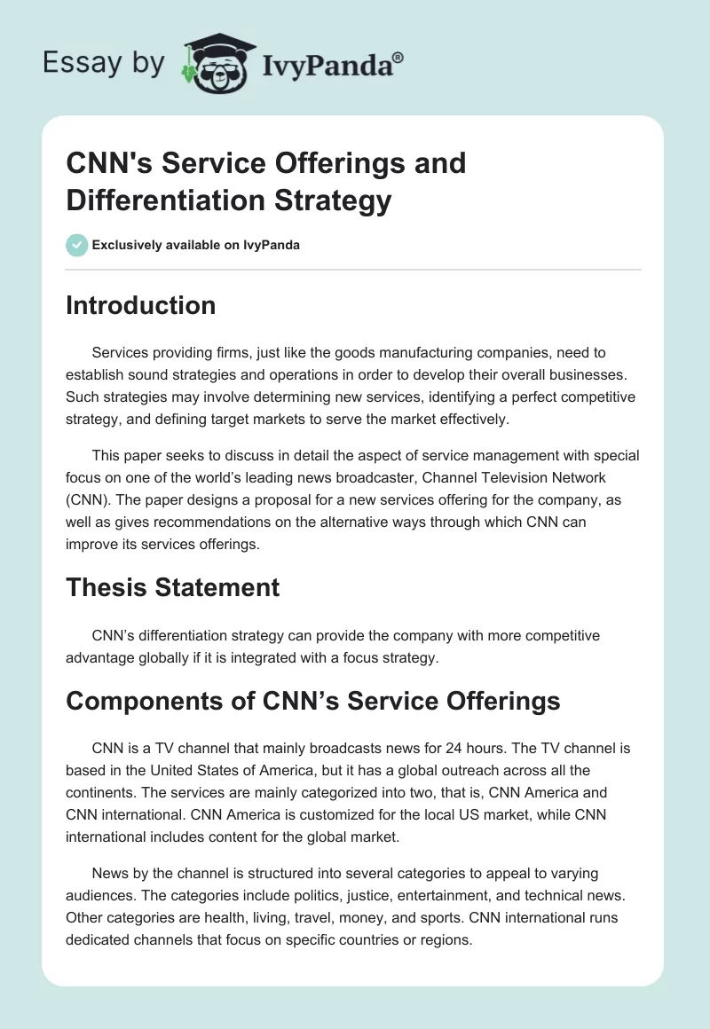 CNN's Service Offerings and Differentiation Strategy. Page 1