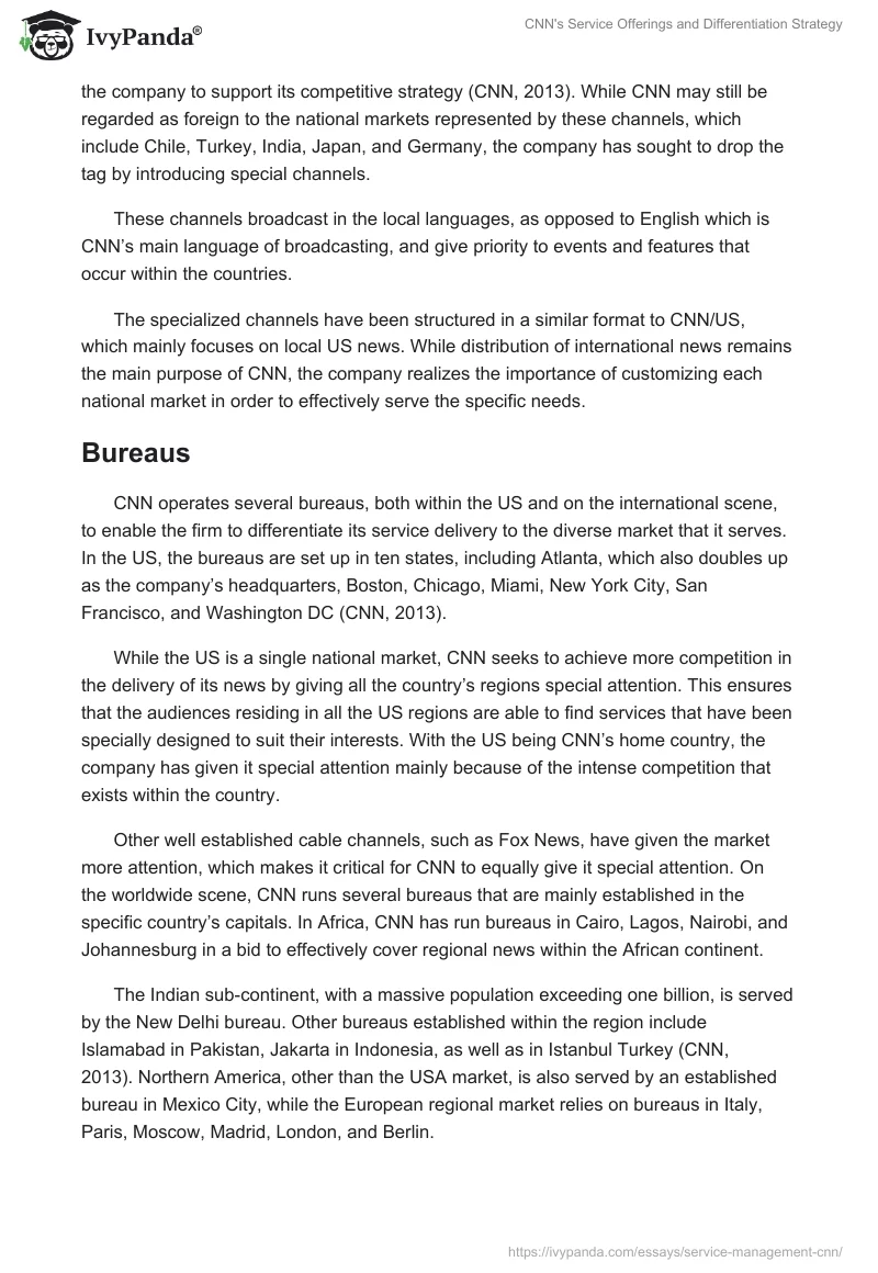 CNN's Service Offerings and Differentiation Strategy. Page 4