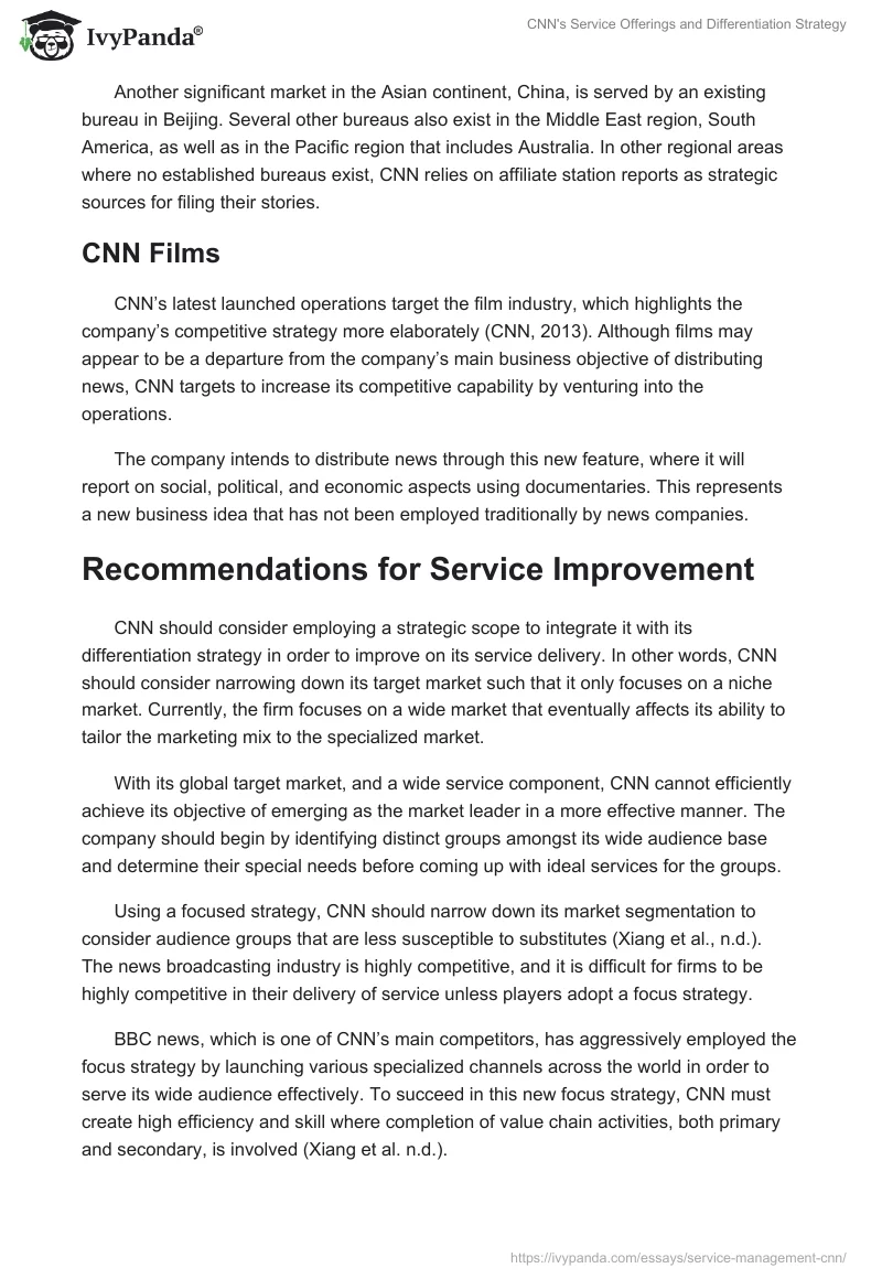 CNN's Service Offerings and Differentiation Strategy. Page 5