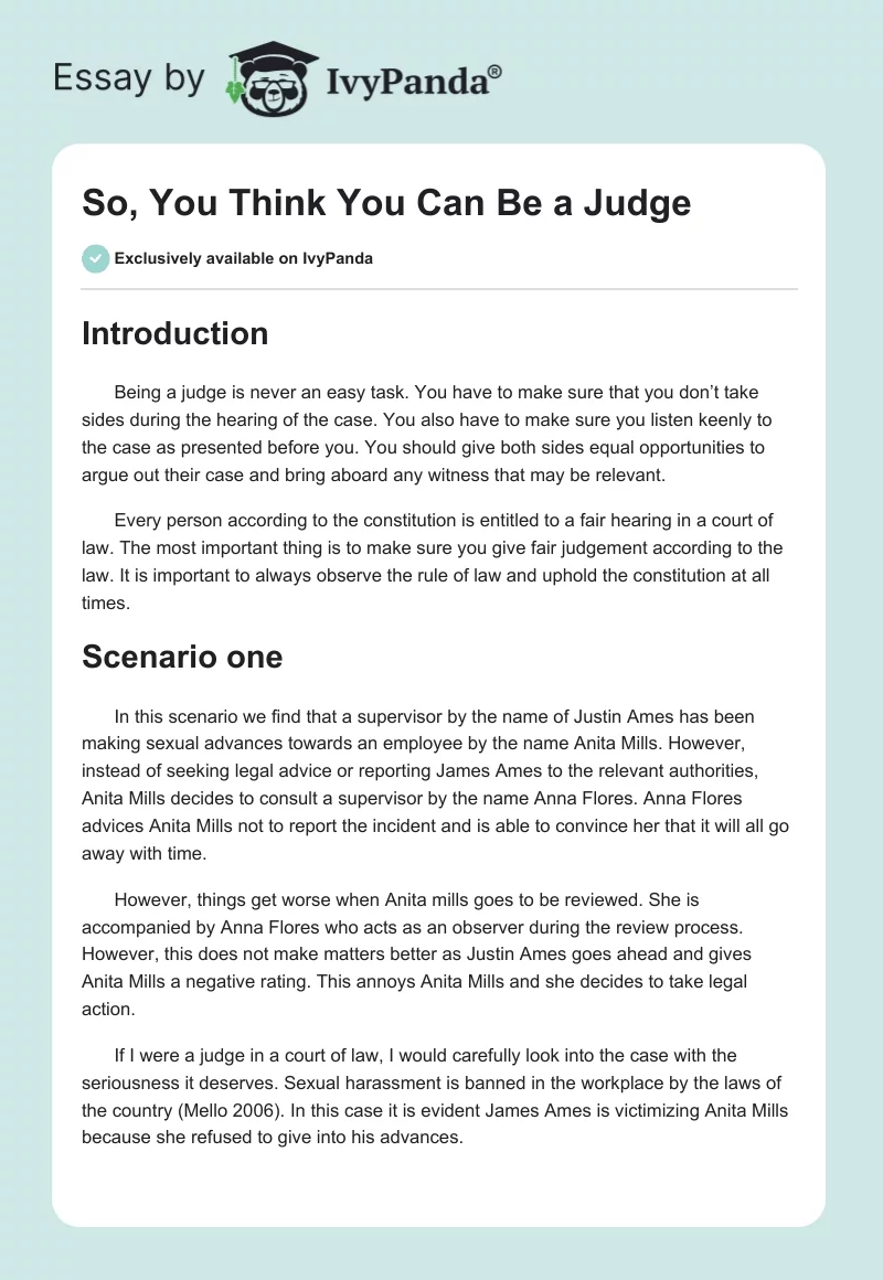 So, You Think You Can Be a Judge. Page 1