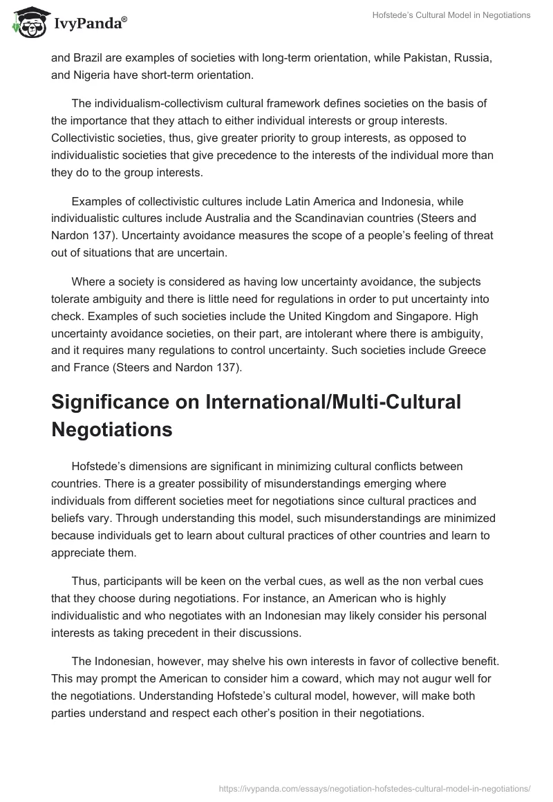 Hofstede’s Cultural Model in Negotiations. Page 2