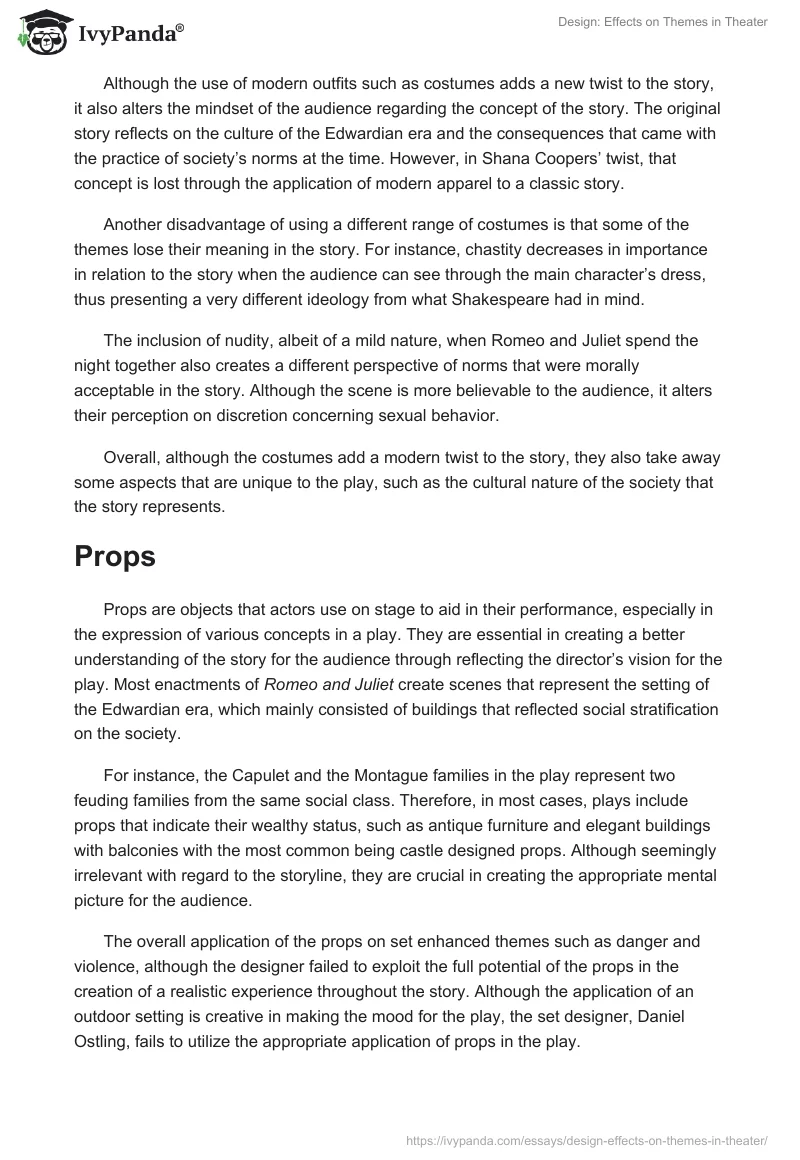 Design: Effects on Themes in Theater. Page 4
