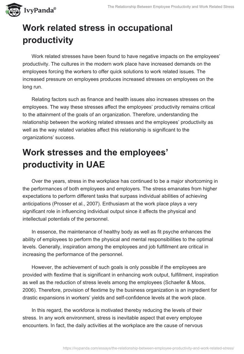 The Relationship Between Employee Productivity and Work Related Stress. Page 2