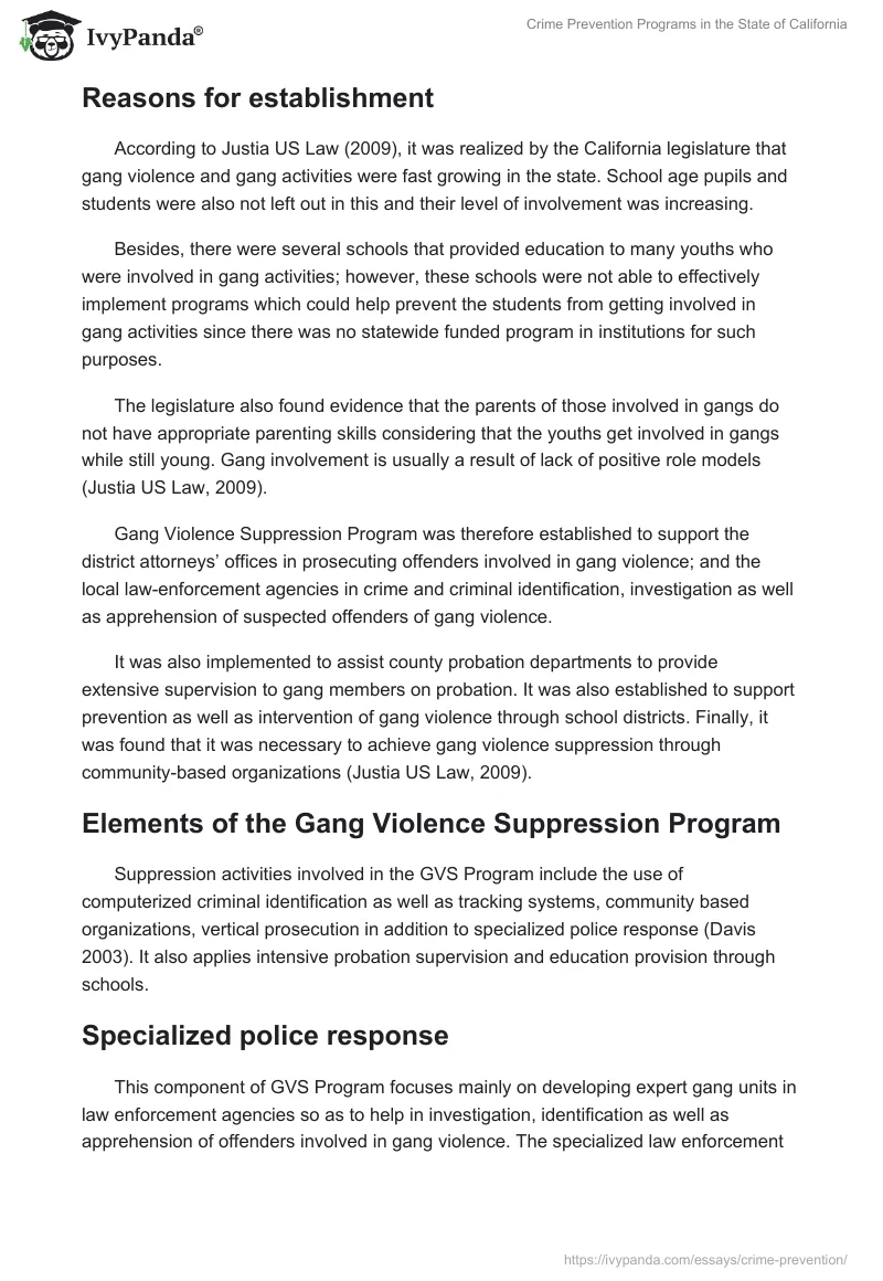 Crime Prevention Programs in the State of California. Page 2