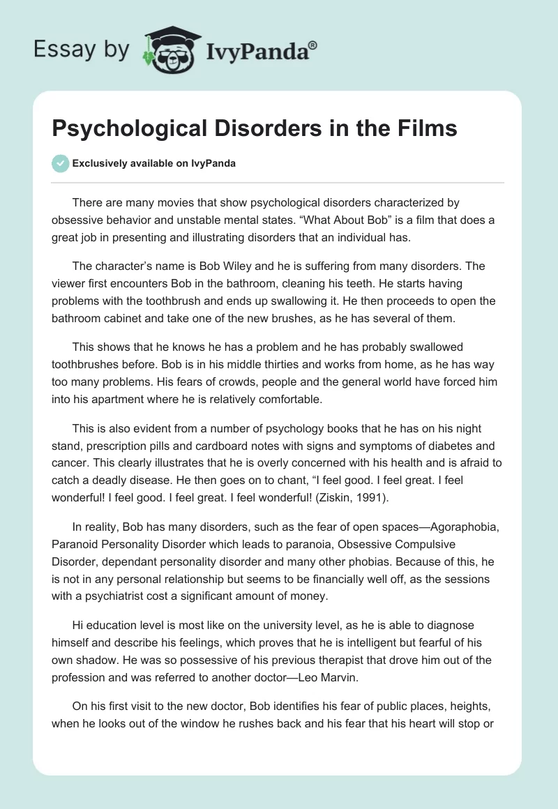Psychological Disorders in the Films. Page 1