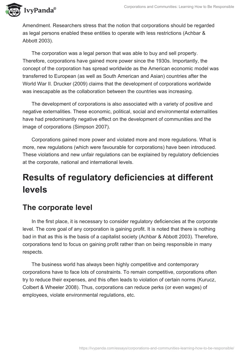 Corporations and Communities: Learning How to Be Responsible. Page 2