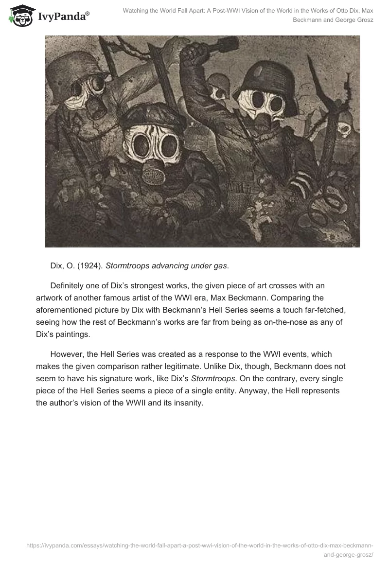 Watching the World Fall Apart: A Post-WWI Vision of the World in the Works of Otto Dix, Max Beckmann and George Grosz. Page 2