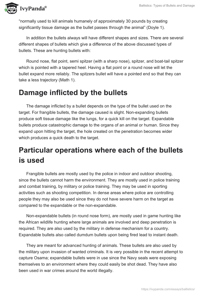 Ballistics: Types of Bullets and Damage. Page 4