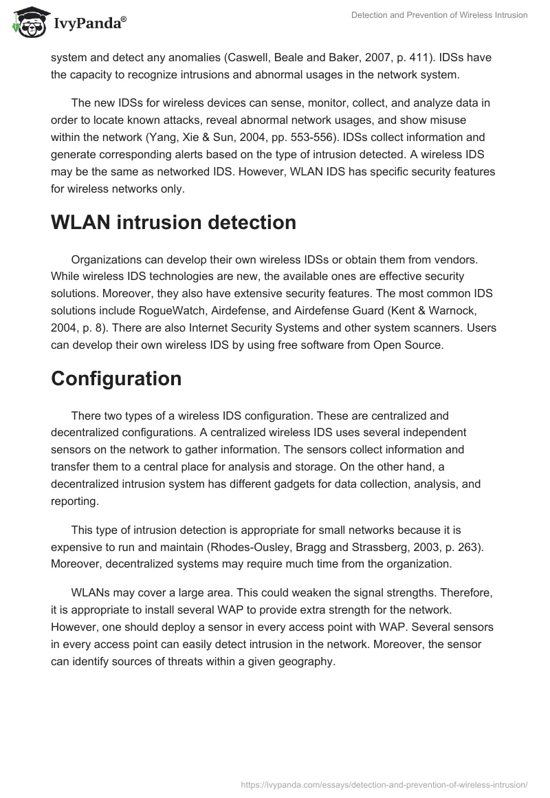 Detection and Prevention of Wireless Intrusion. Page 4