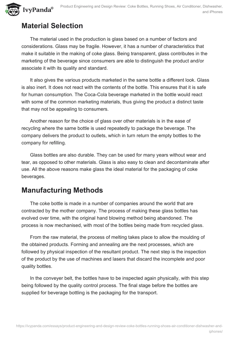 Product Engineering and Design Review: Coke Bottles, Running Shoes, Air Conditioner, Dishwasher, and iPhones. Page 2
