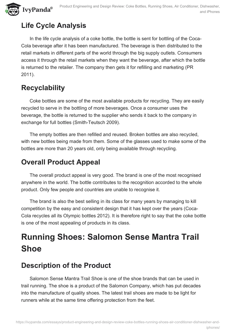 Product Engineering and Design Review: Coke Bottles, Running Shoes, Air Conditioner, Dishwasher, and iPhones. Page 3