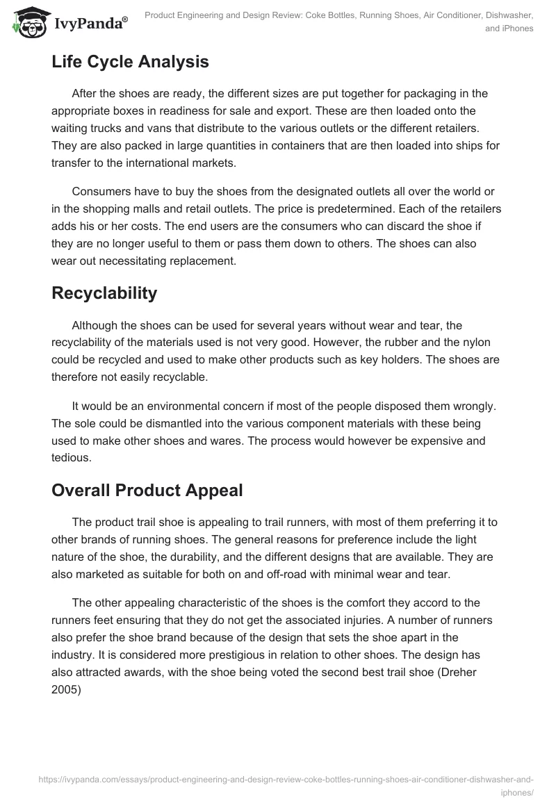 Product Engineering and Design Review: Coke Bottles, Running Shoes, Air Conditioner, Dishwasher, and iPhones. Page 5