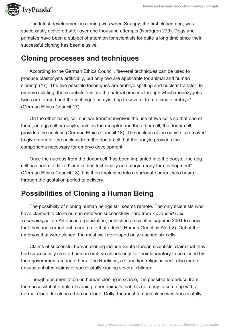 Human and Animal Production Cloning Concepts. Page 3