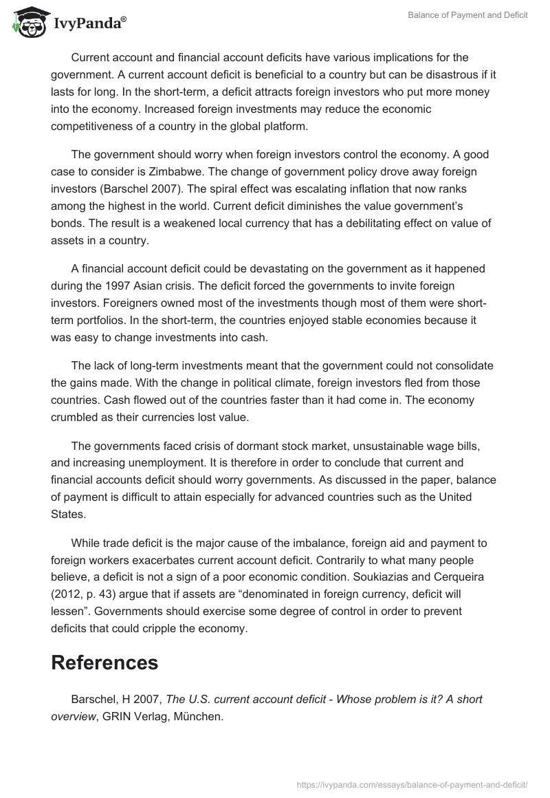 Balance of Payment and Deficit. Page 3