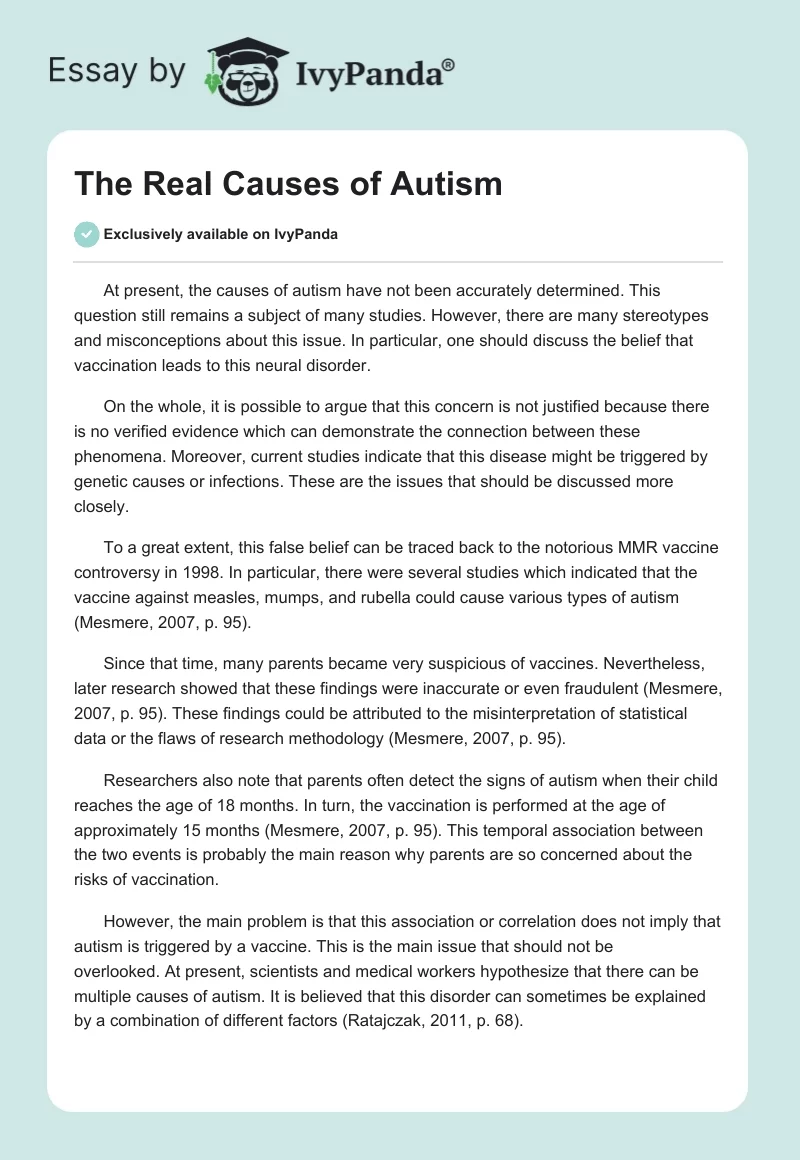 The Real Causes of Autism. Page 1