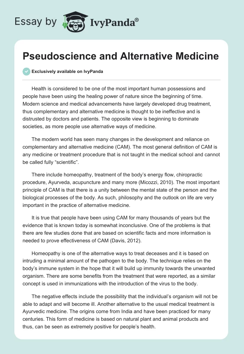Pseudoscience and Alternative Medicine. Page 1