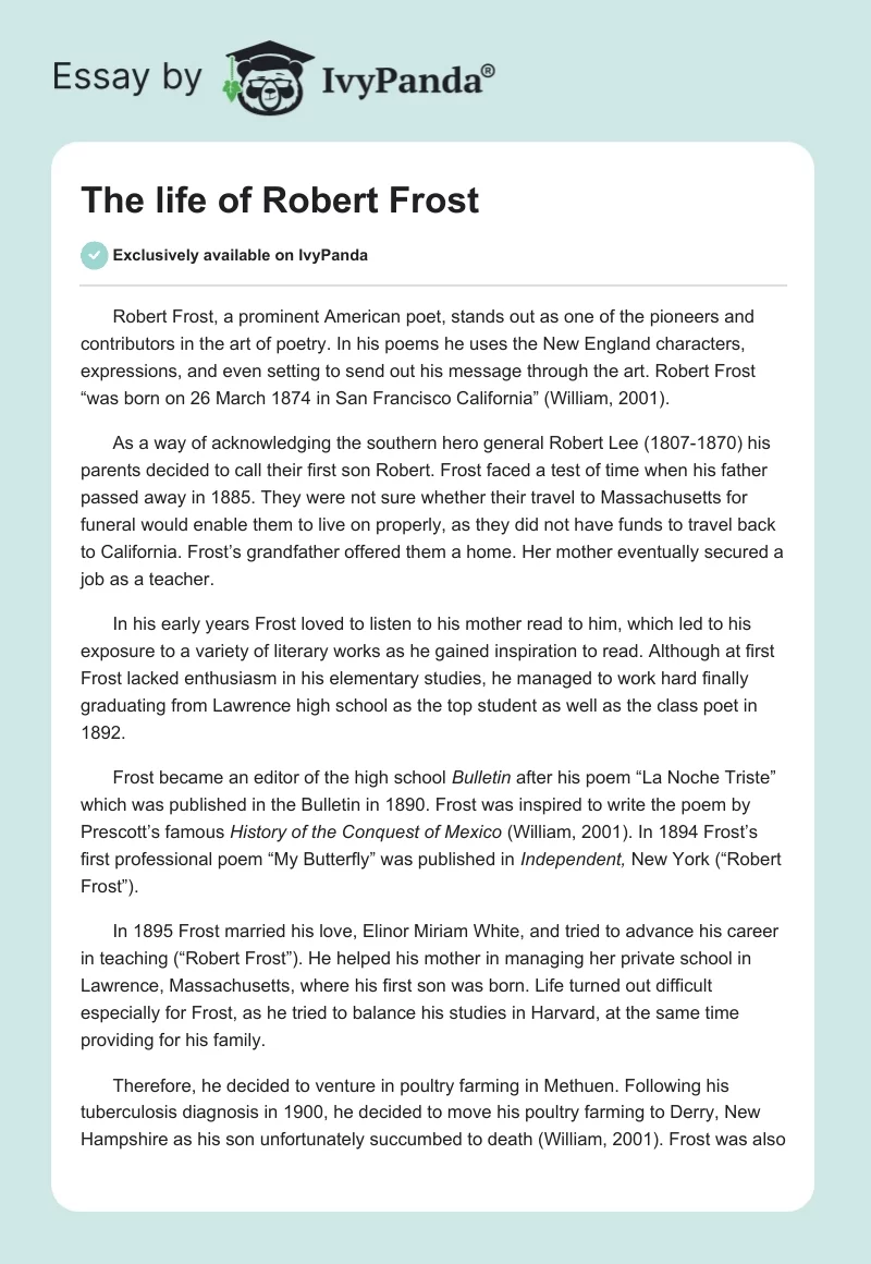 robert frost research paper topics