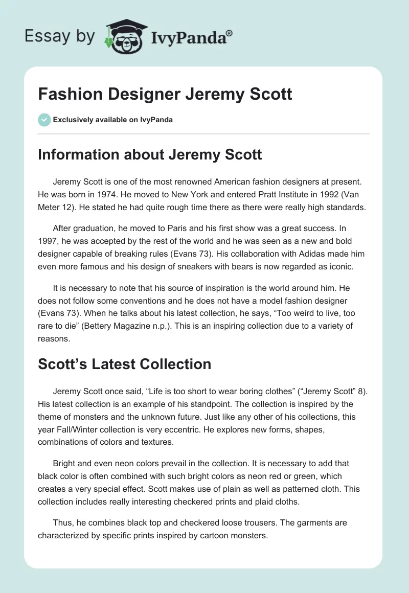 Fashion Designer Jeremy Scott. Page 1