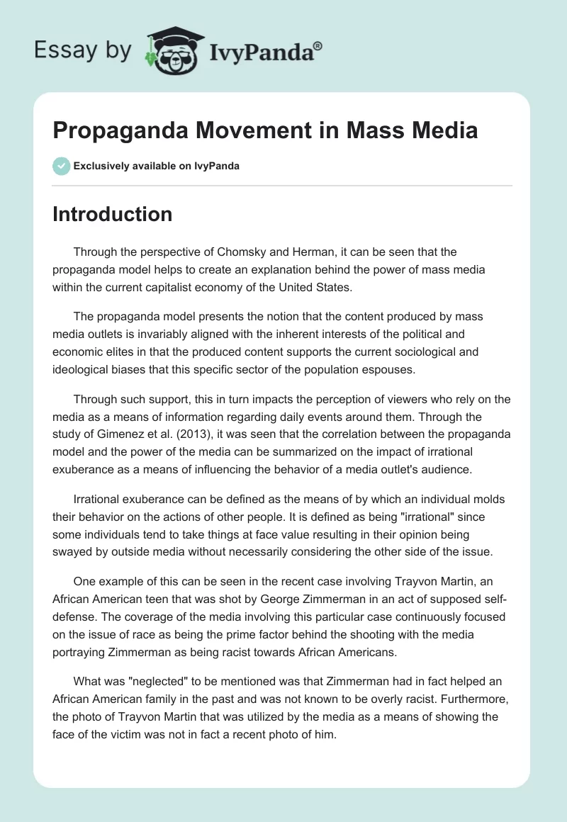 Propaganda Movement in Mass Media. Page 1