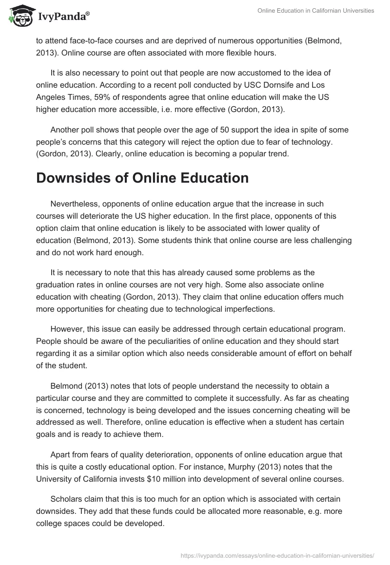 Online Education in Californian Universities. Page 3