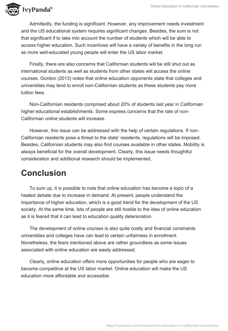 Online Education in Californian Universities. Page 4