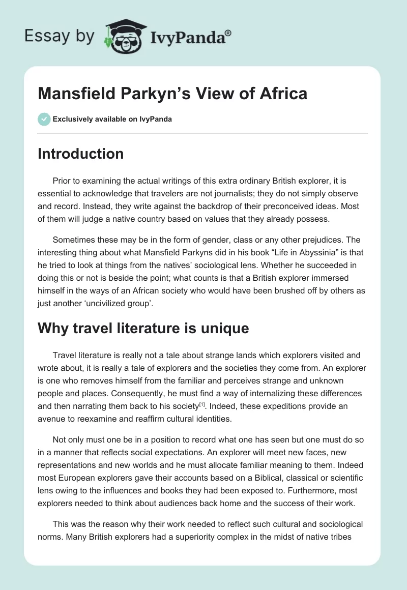 Mansfield Parkyn’s View of Africa. Page 1