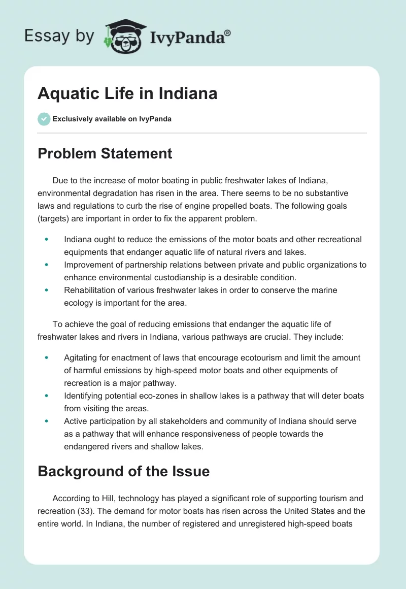 Aquatic Life in Indiana. Page 1