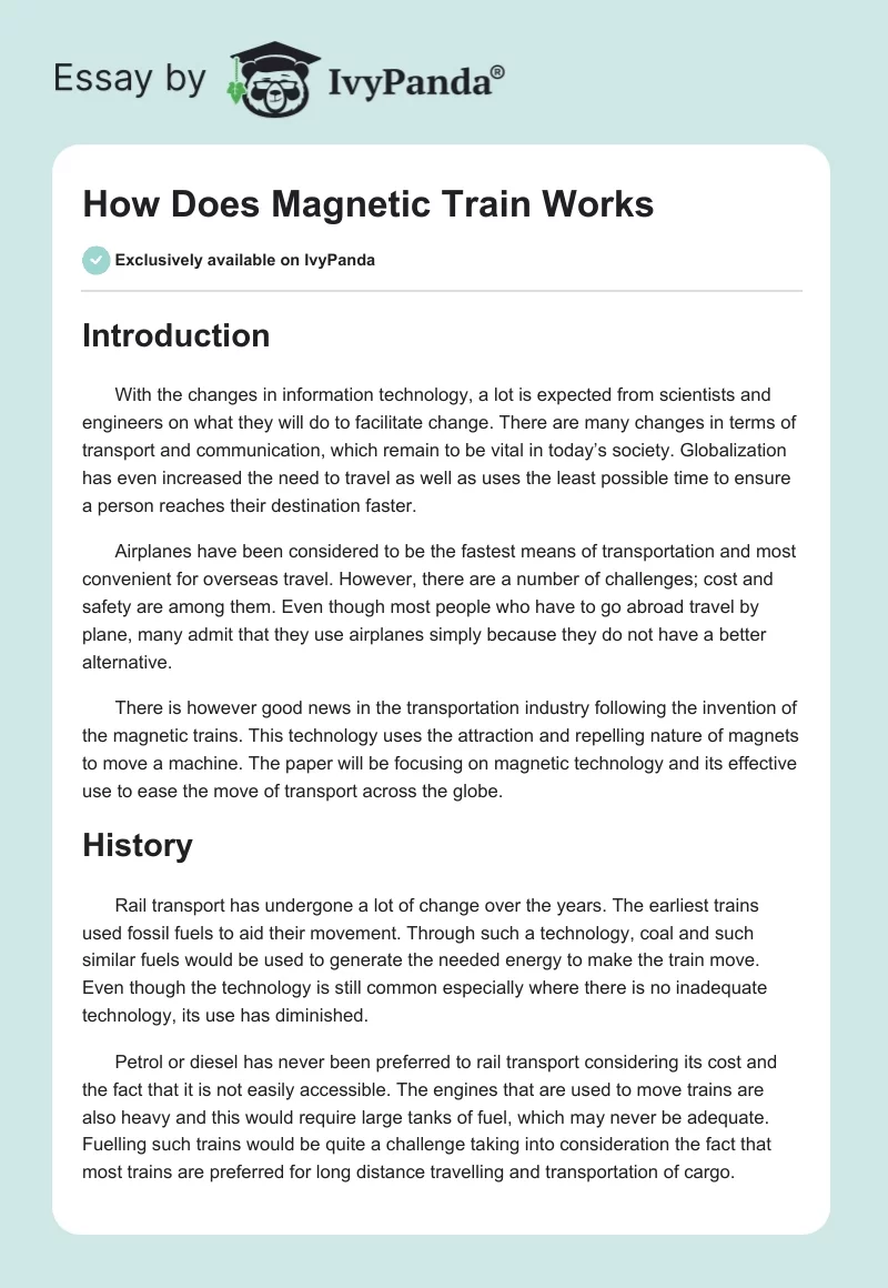 How Does Magnetic Train Works. Page 1