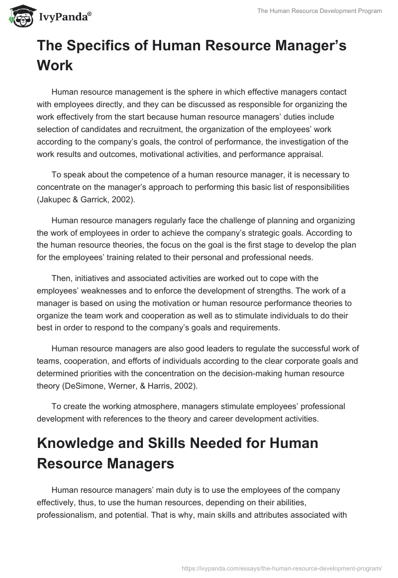 The Human Resource Development Program. Page 2