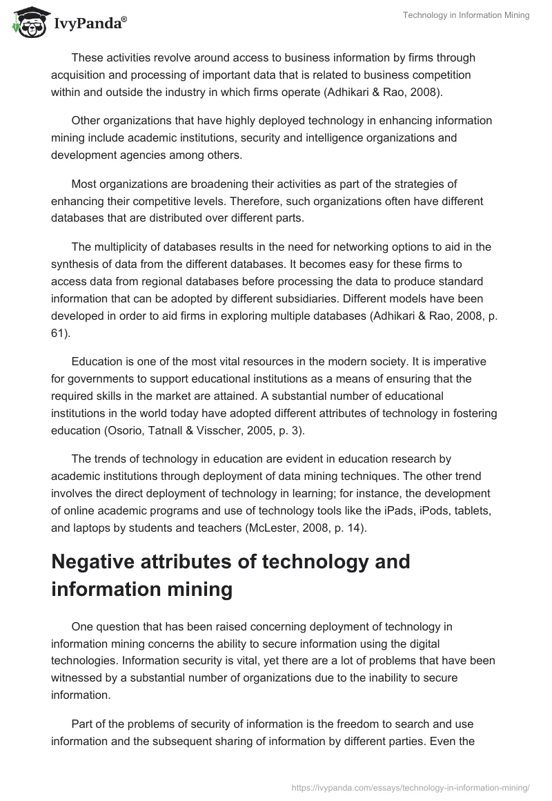 Technology in Information Mining. Page 4