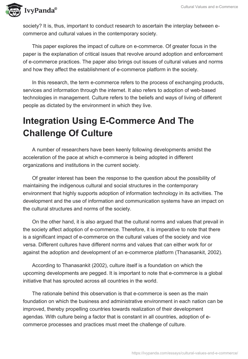 Cultural Values and E-Commerce. Page 2