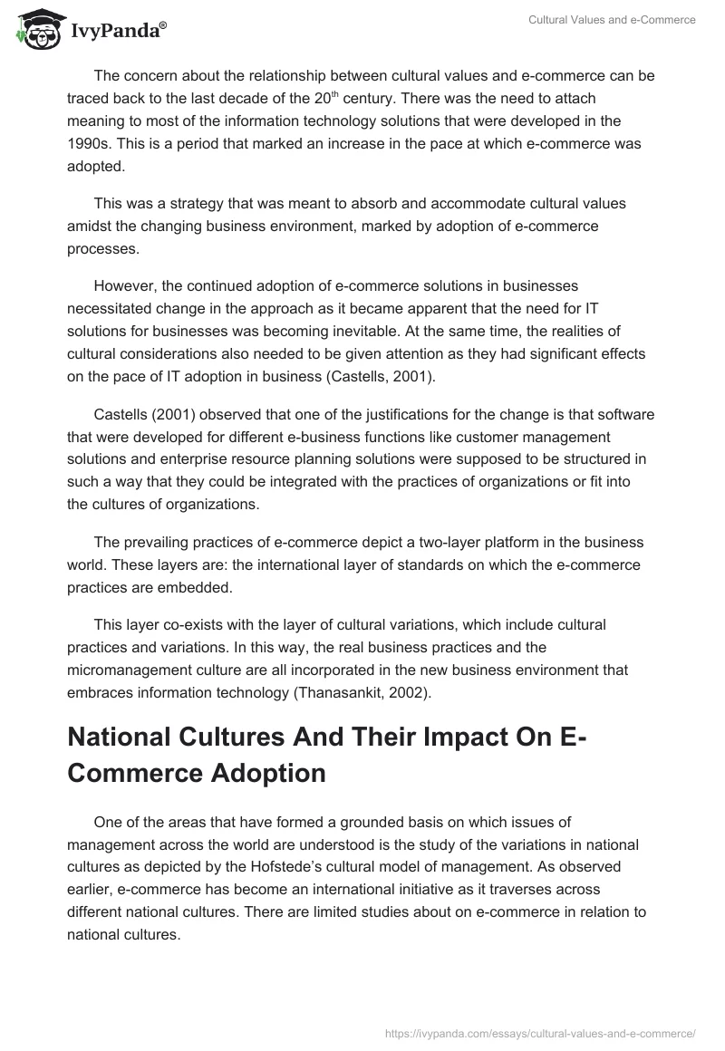 Cultural Values and E-Commerce. Page 3