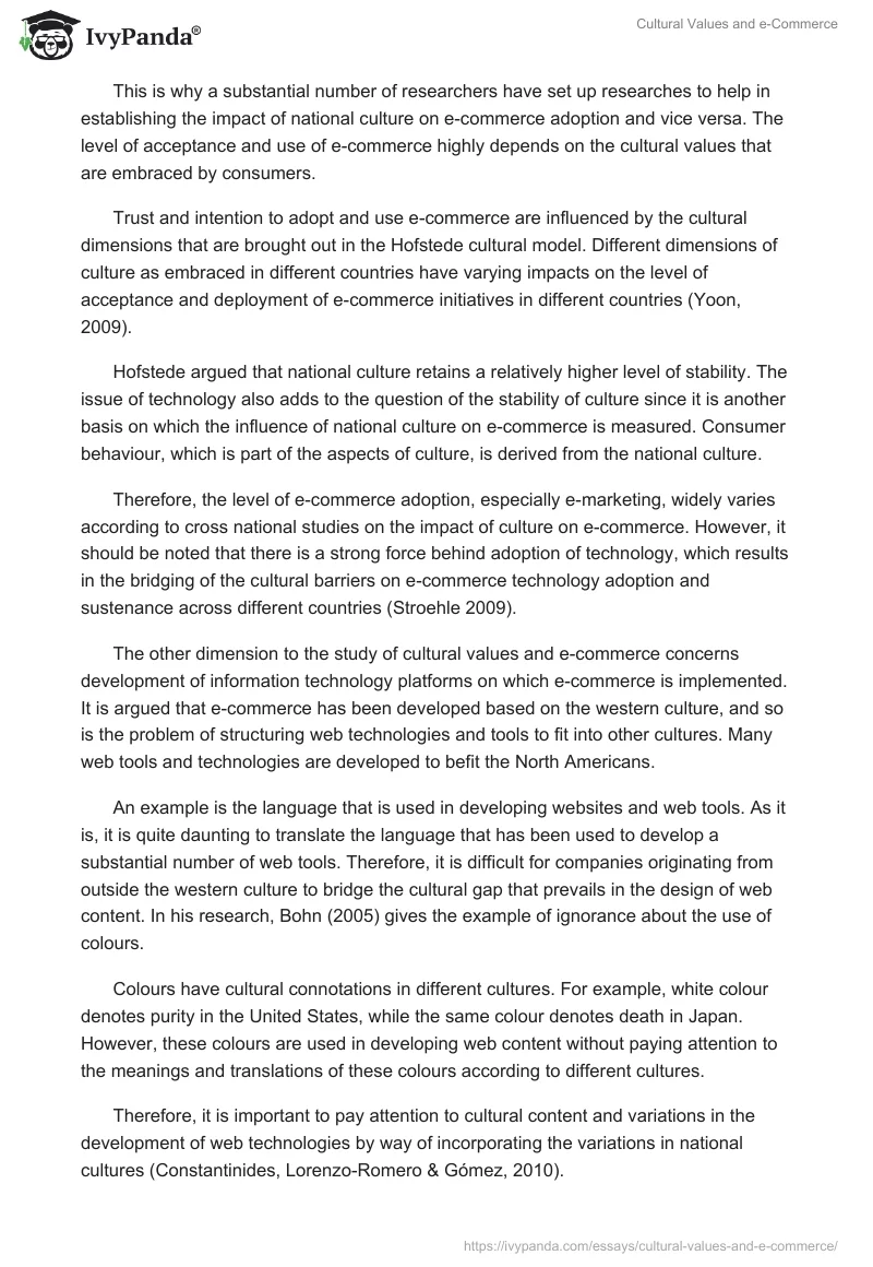 Cultural Values and E-Commerce. Page 4