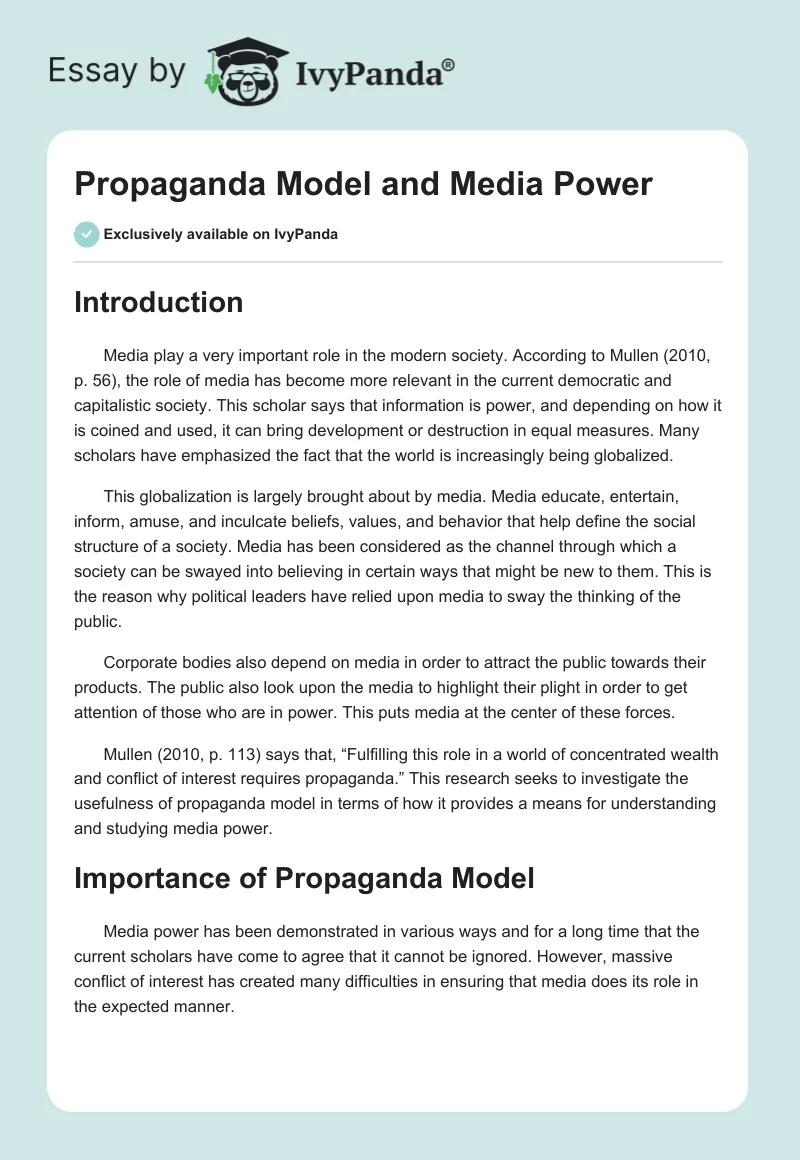 Propaganda Model and Media Power. Page 1
