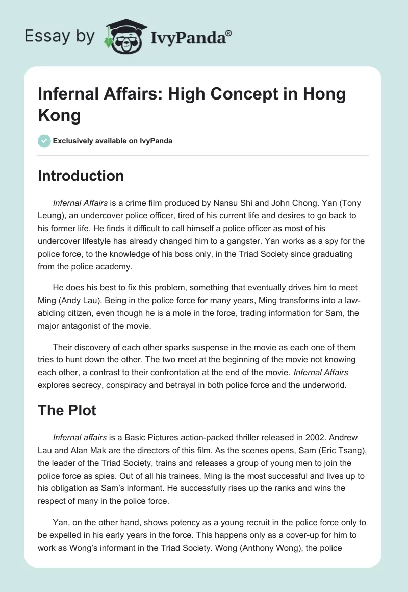 Infernal Affairs: High Concept in Hong Kong. Page 1