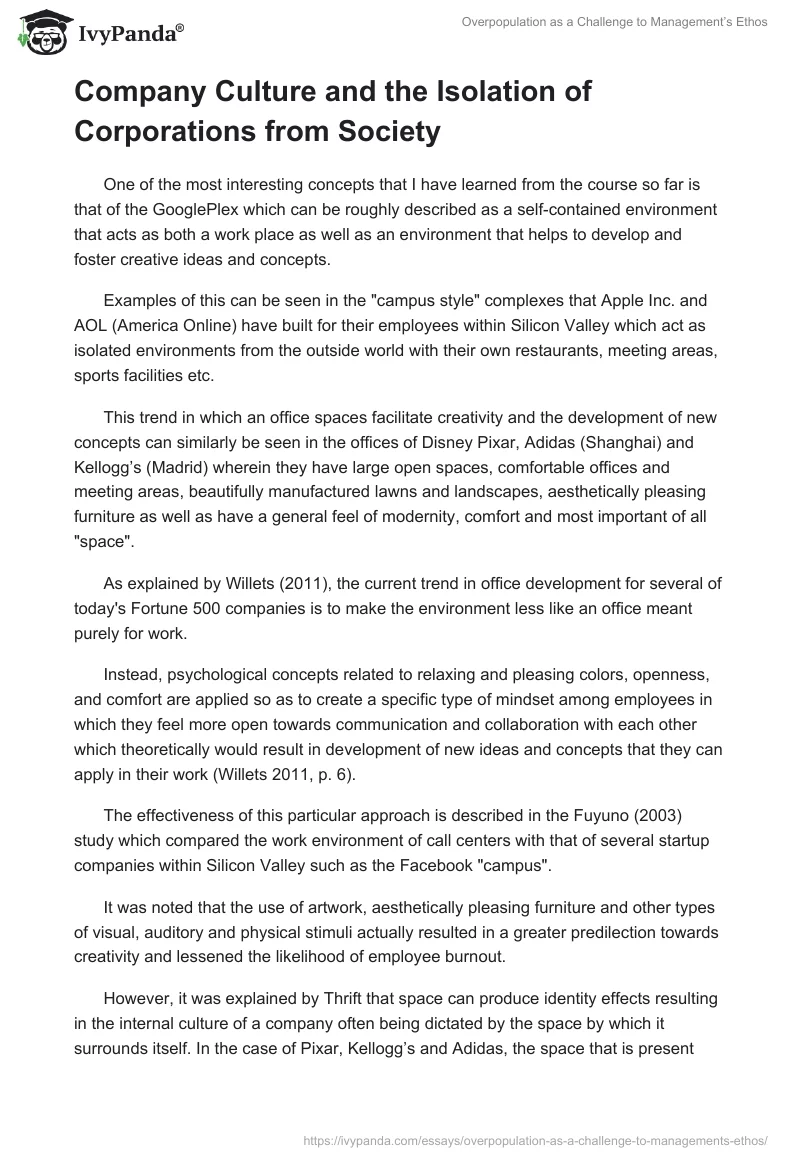 Overpopulation as a Challenge to Management’s Ethos. Page 2