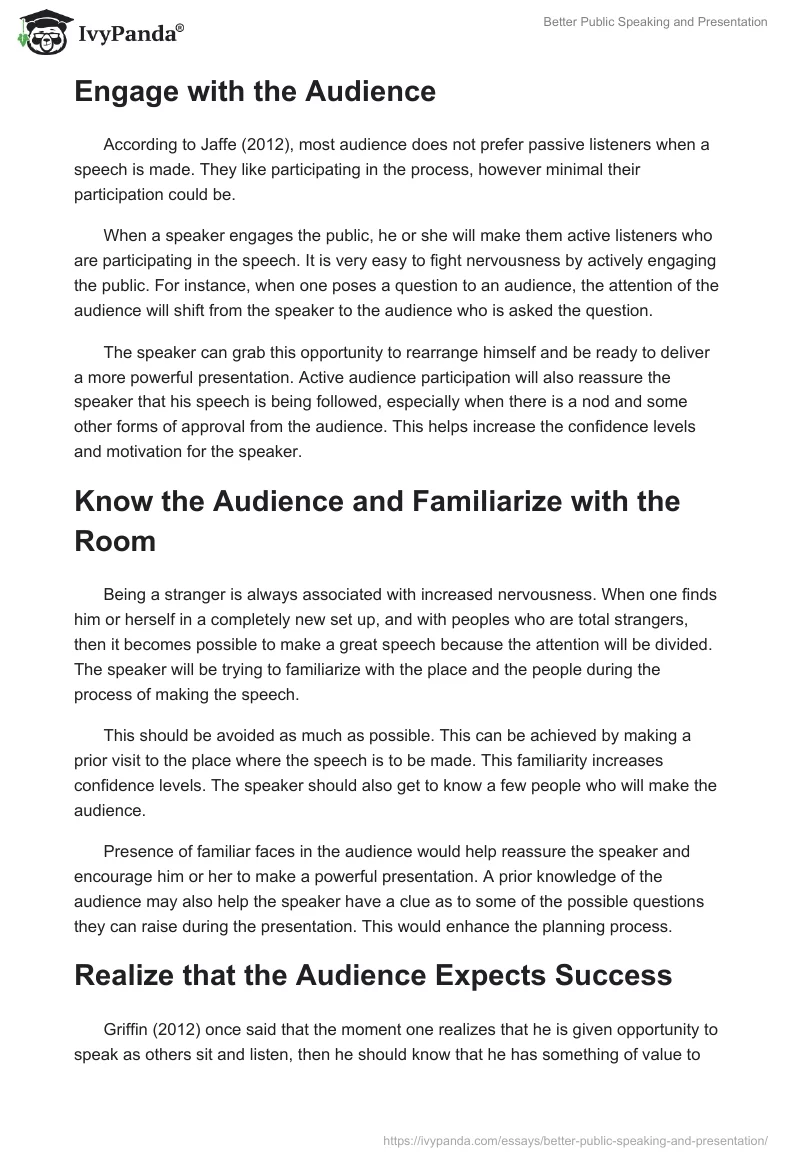 Better Public Speaking and Presentation. Page 3