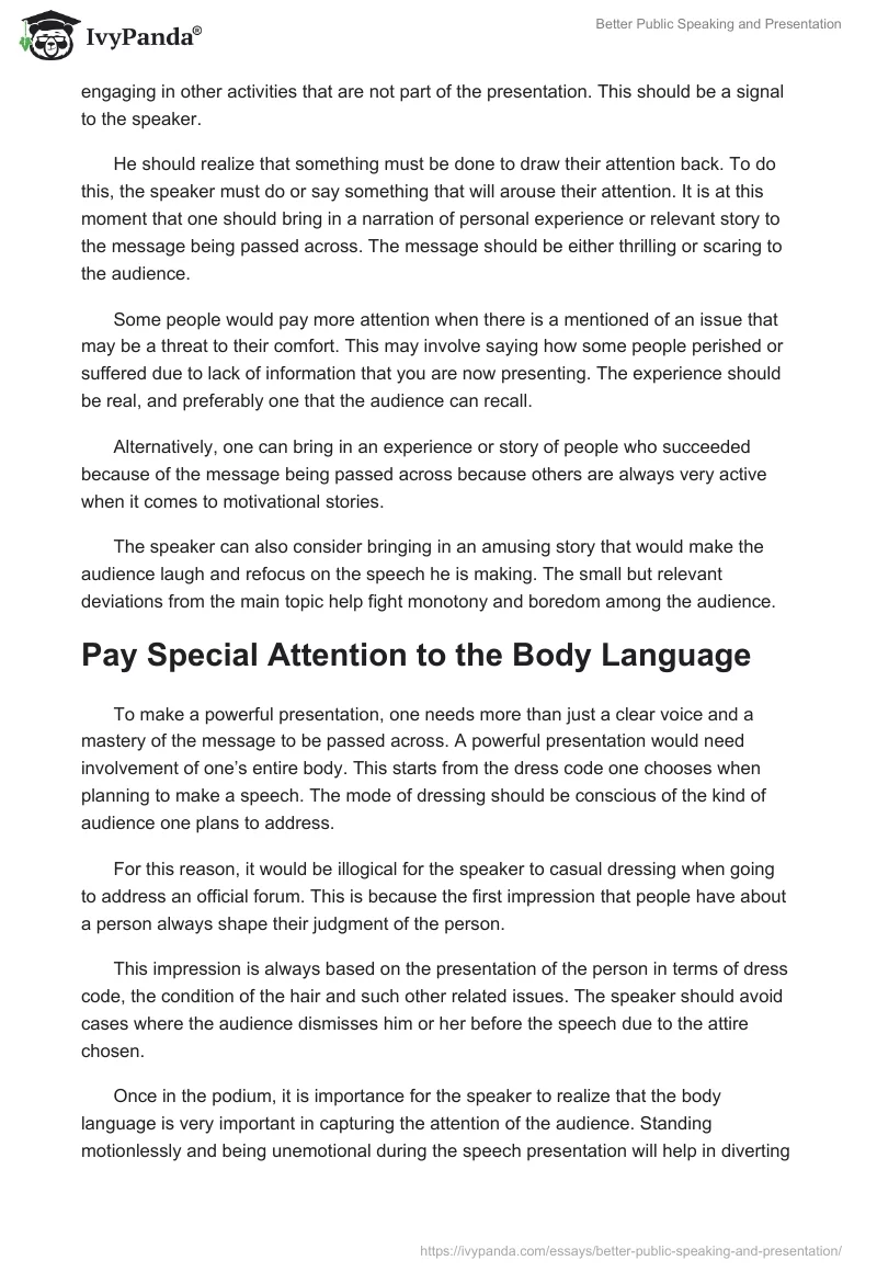 Better Public Speaking and Presentation. Page 5