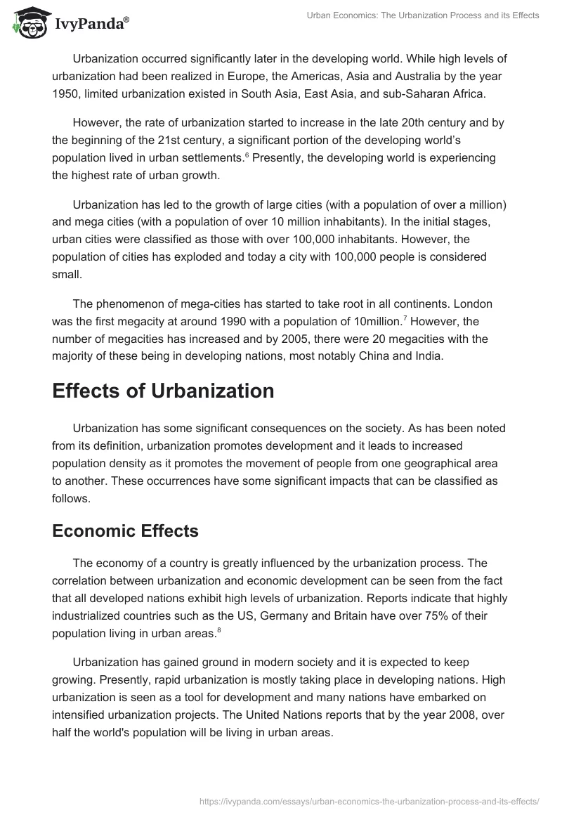 Urban Economics: The Urbanization Process and its Effects. Page 3