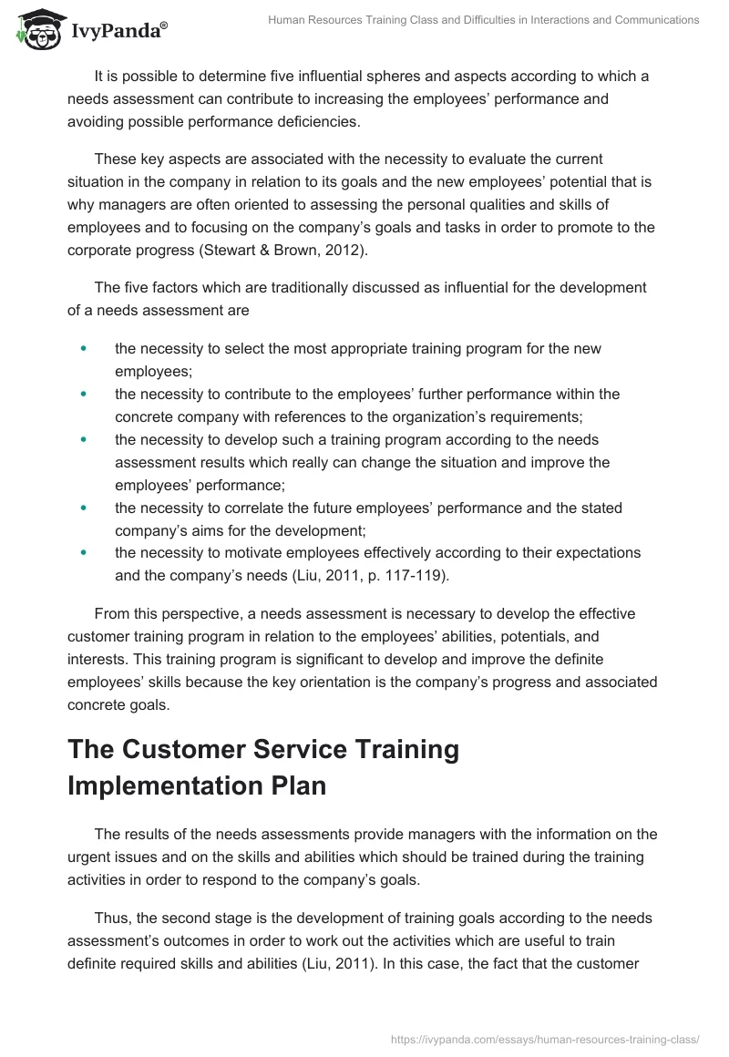 Human Resources Training Class and Difficulties in Interactions and Communications. Page 2