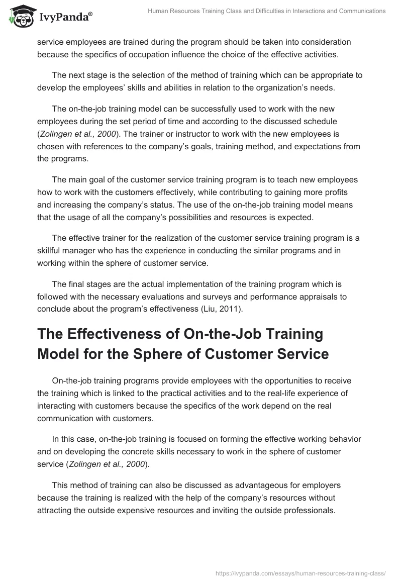 Human Resources Training Class and Difficulties in Interactions and Communications. Page 3