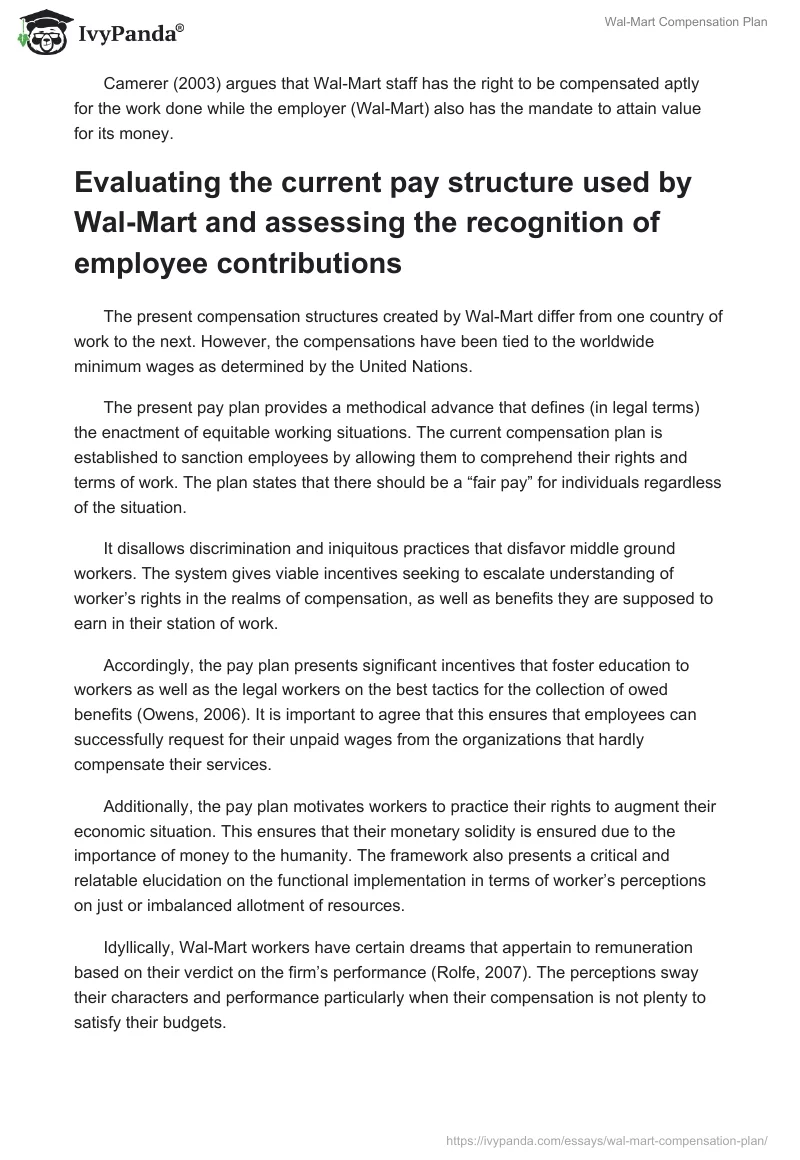 Wal-Mart Compensation Plan. Page 3
